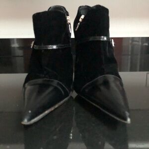 Prada Suede Pointed Toe Booties 39 Black Stiletto Heels